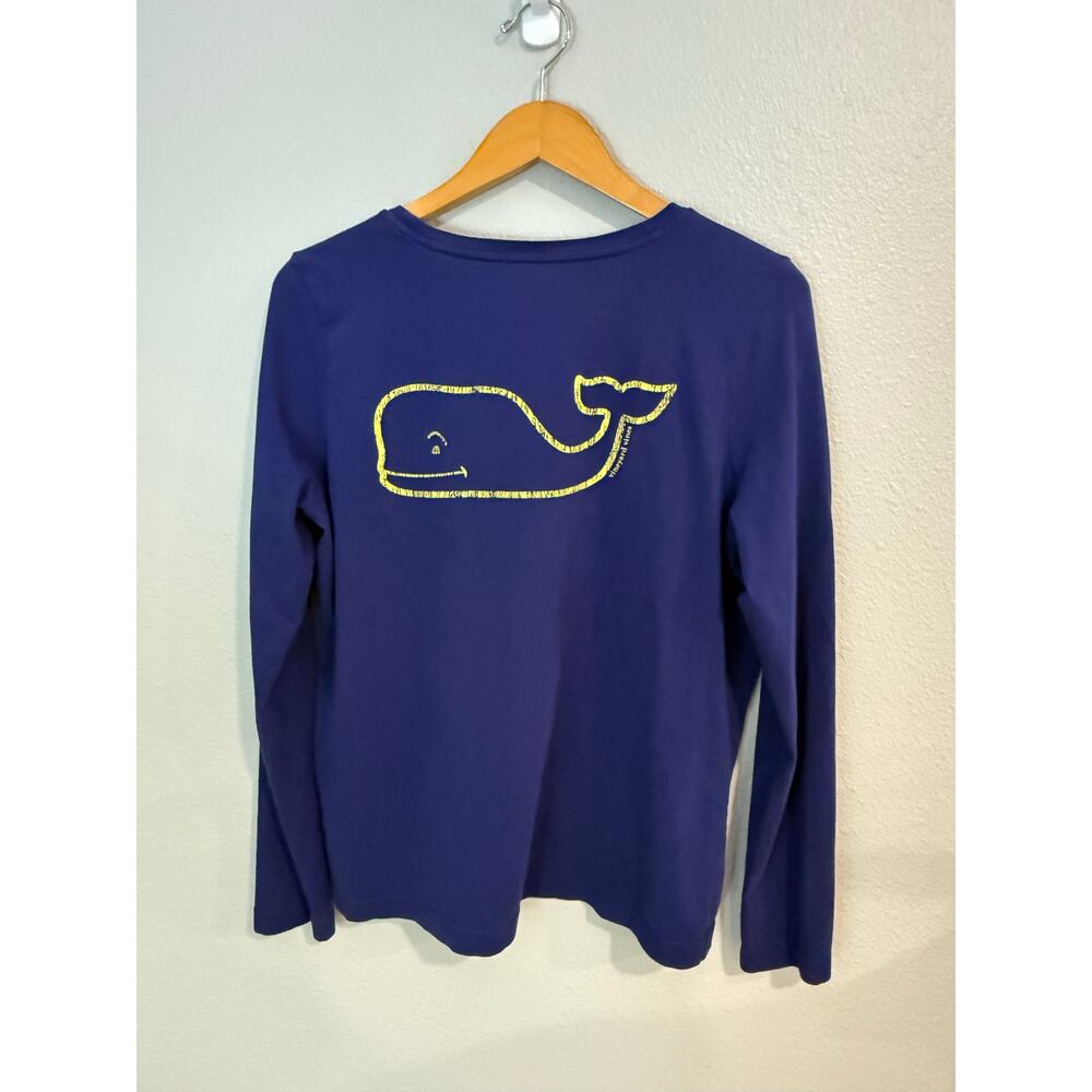 Vineyard Vines Long Sleeve Pocket Tee Women Size L Blue Yellow Whale Graphic - Picture 6 of 10